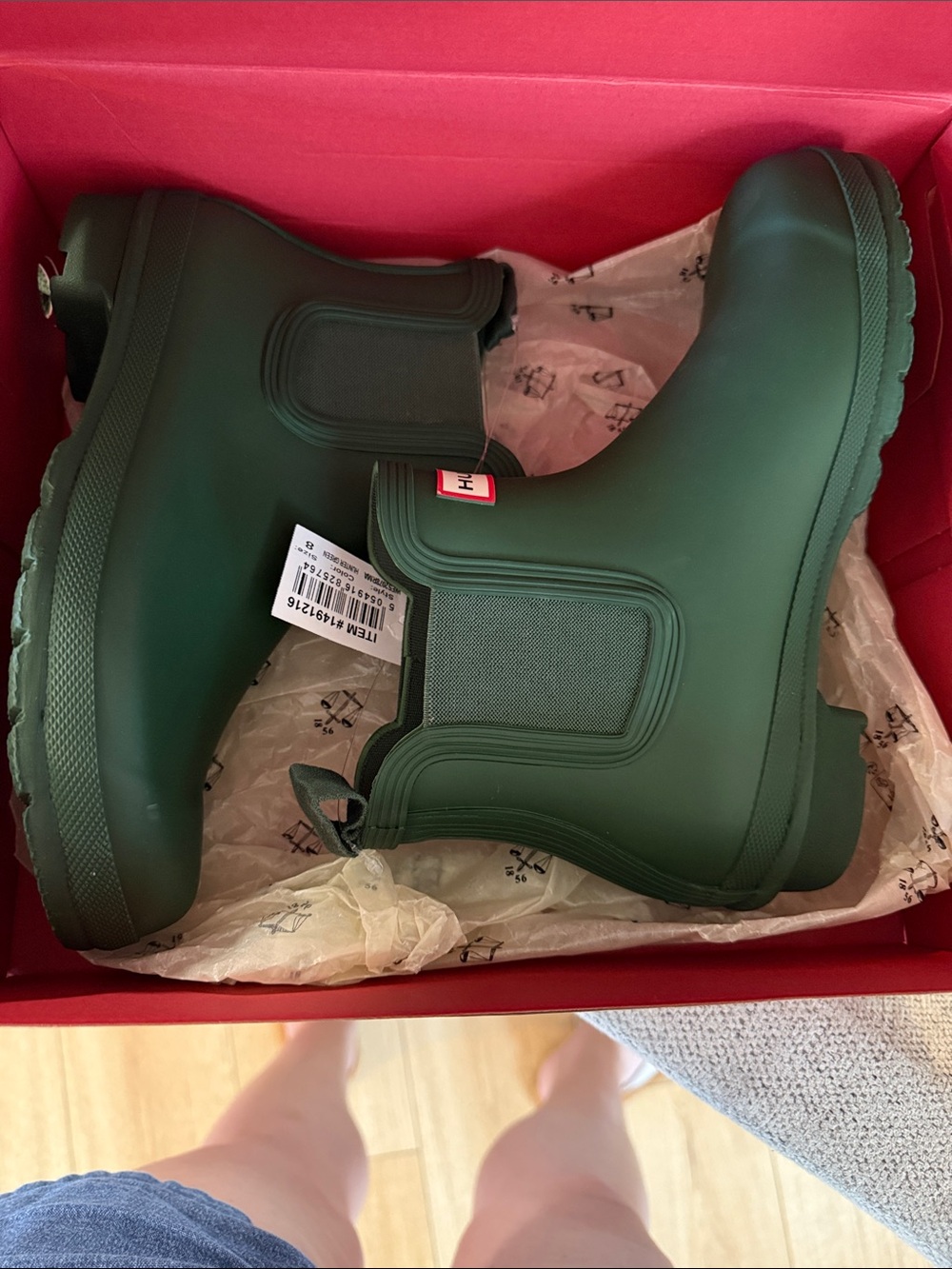 Hunter Kids Matte Forest Green Chelsea Rain Boots